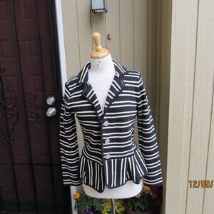 #541  WOMAN'S BLACK  WHITE STRIPED JACKET BY STYLE & CO.  (SIZE SMALL)